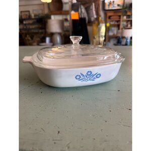 Corning Ware Blue Cornflower 9" Square Baking Dish with Lid Vintage 1960 to 1961